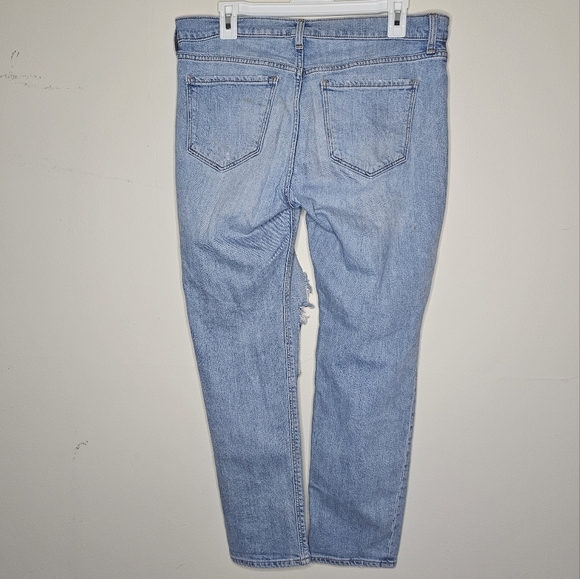 Old Navy Boyfriend Jeans Distressed Medium Wash Patched Size 8 - Picture 6 of 10